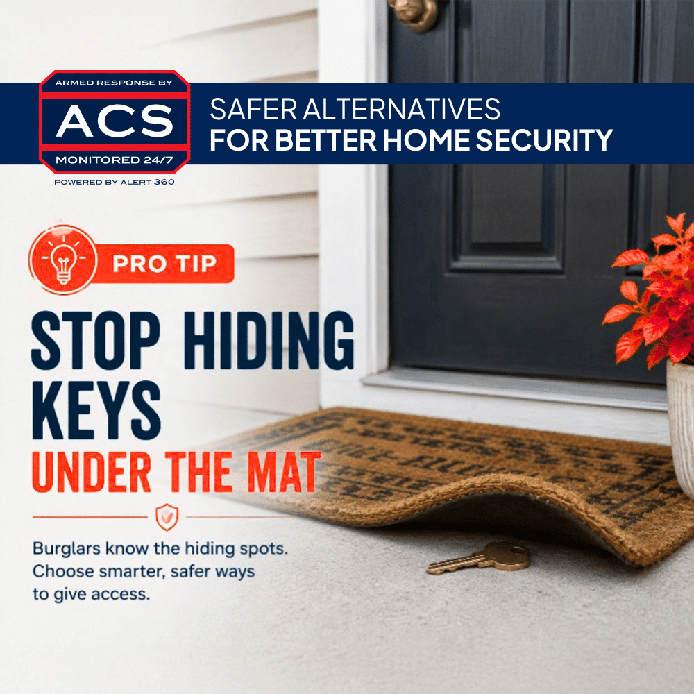 image of front door, doormat, and key